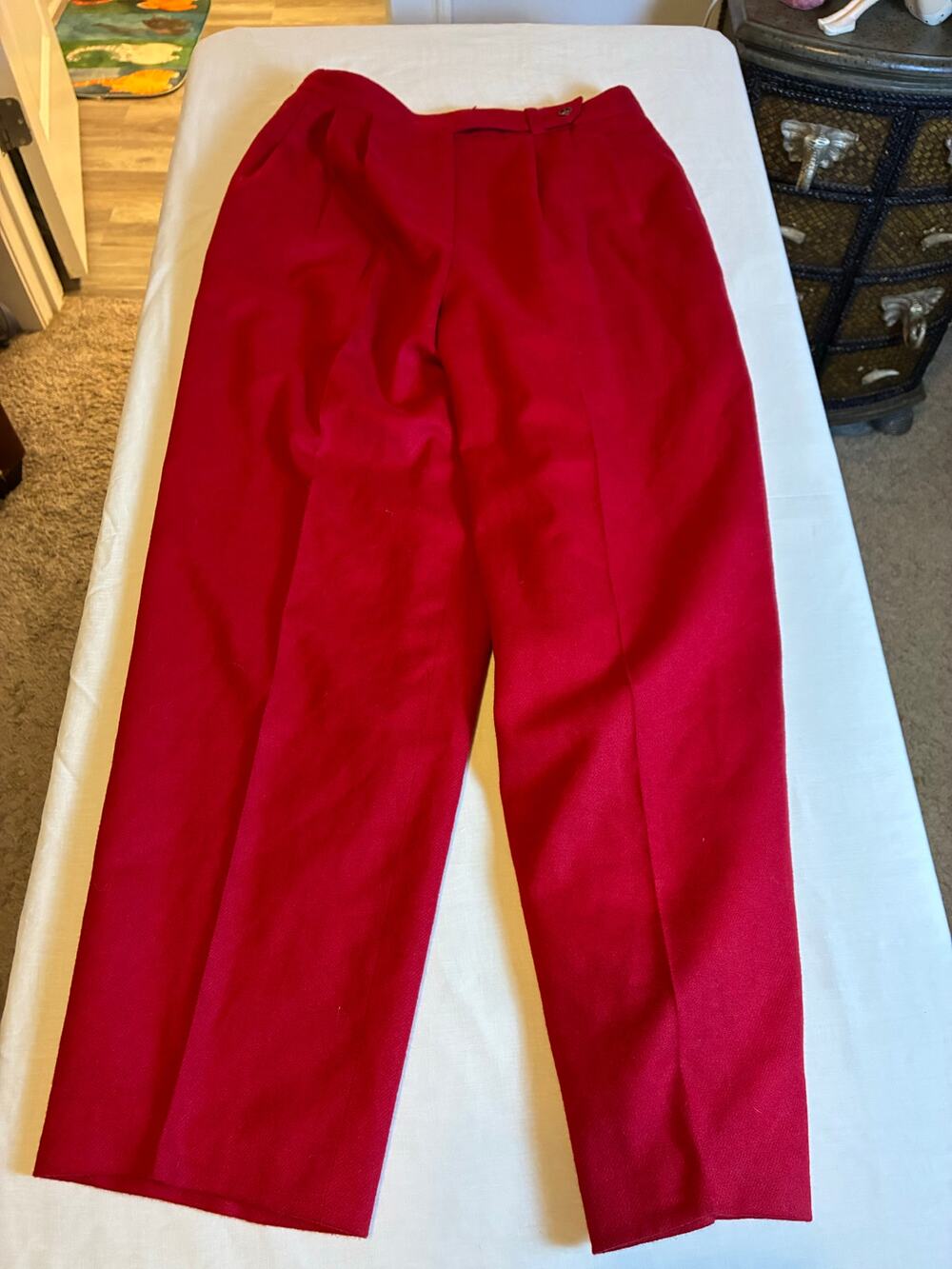 Vintage Red High Waist Dress Pants Womens Size 12 Made USA Straight Leg